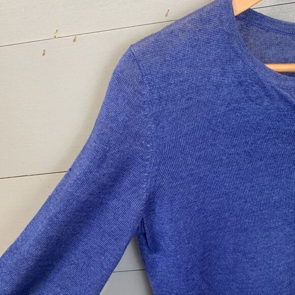 Talbots 100% linen blue V-neck lightweight knit sweater size petite - Picture 4 of 8